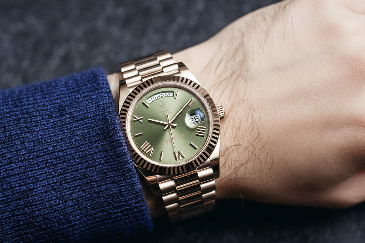 Luxury watch with wider composition